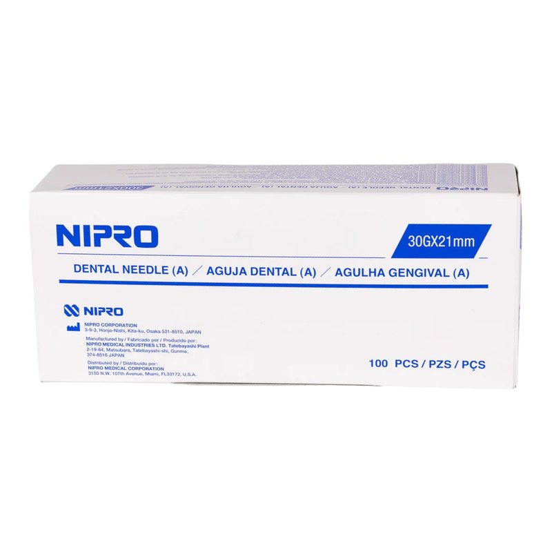 Agujas dentales cortas 30G Nipro, caja 100