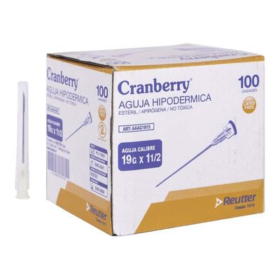 Agujas hipodérmicas Cranberry, 100 unidades
