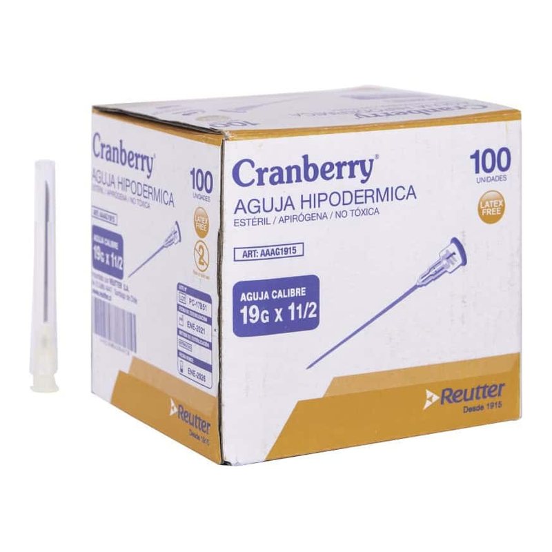 Agujas hipodérmicas Cranberry, 100 unidades