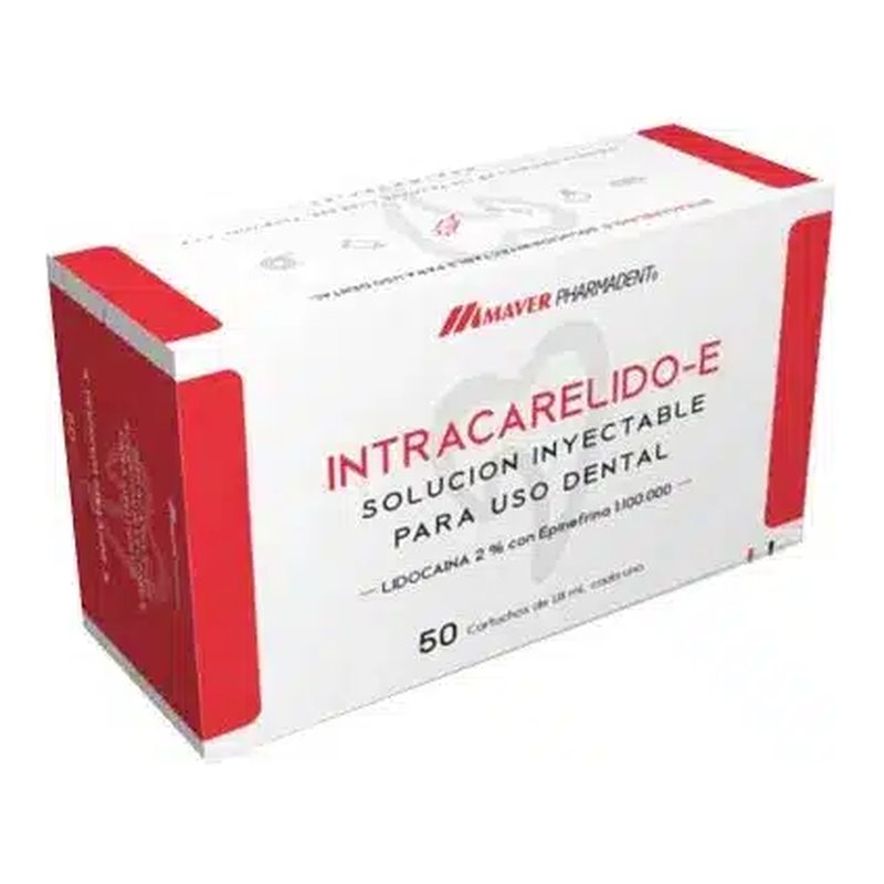 Anestesia Intracare 2% tubo plástico, Lab. Maver, caja 50 tubos 1,8ml