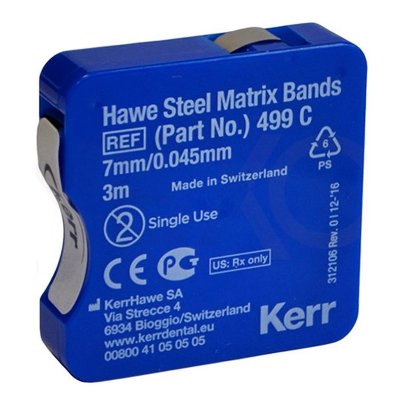 Banda Matriz Kerr (Hawe), cinta acero inoxidable 0,030/0,045mm x 3m