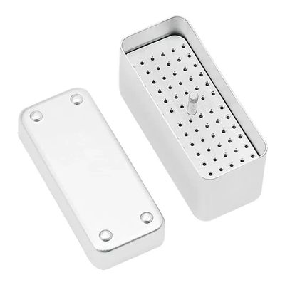 Caja de endodoncia acero inoxidable, 72 orificios