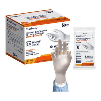 Guantes quirúrgicos estériles Cranberry, 50 pares