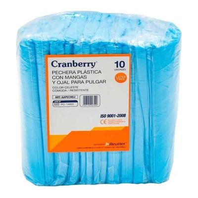 Pecheras plásticas con manga Cranberry, 10 unidades