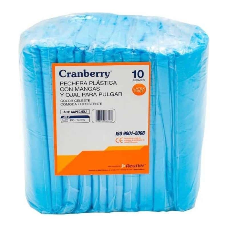 Pecheras plásticas con manga Cranberry, 10 unidades