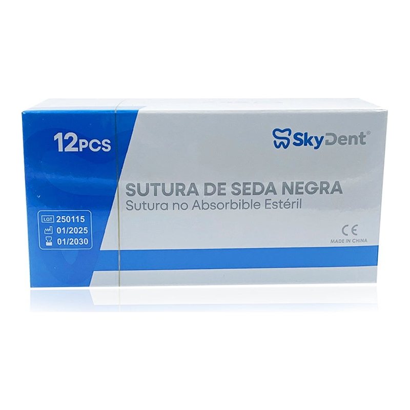 Sutura de seda negra Skydent, 12 unidades
